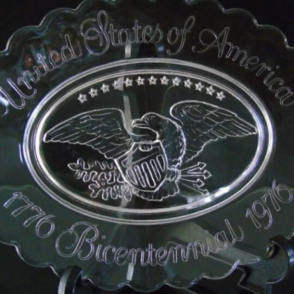 USA Bicentennial Plate 1776-1976 Clear Glass Vintage Commemorative Patriotic